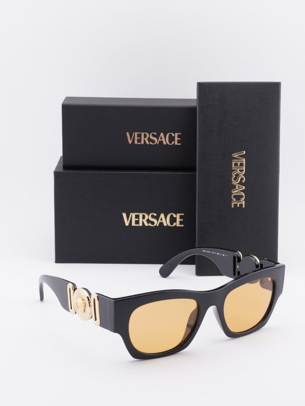 Versace VE4479U GB1/7 Square Sunglasses – Polished Black / Orange